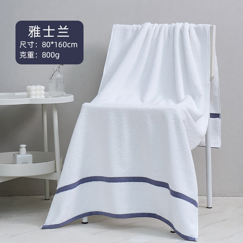 5-Star Hotel White Pure Cotton Large Bath Towel, High Absorbent Towel for Beauty Salon, Hotel & Homestay, Custom Logo Supported