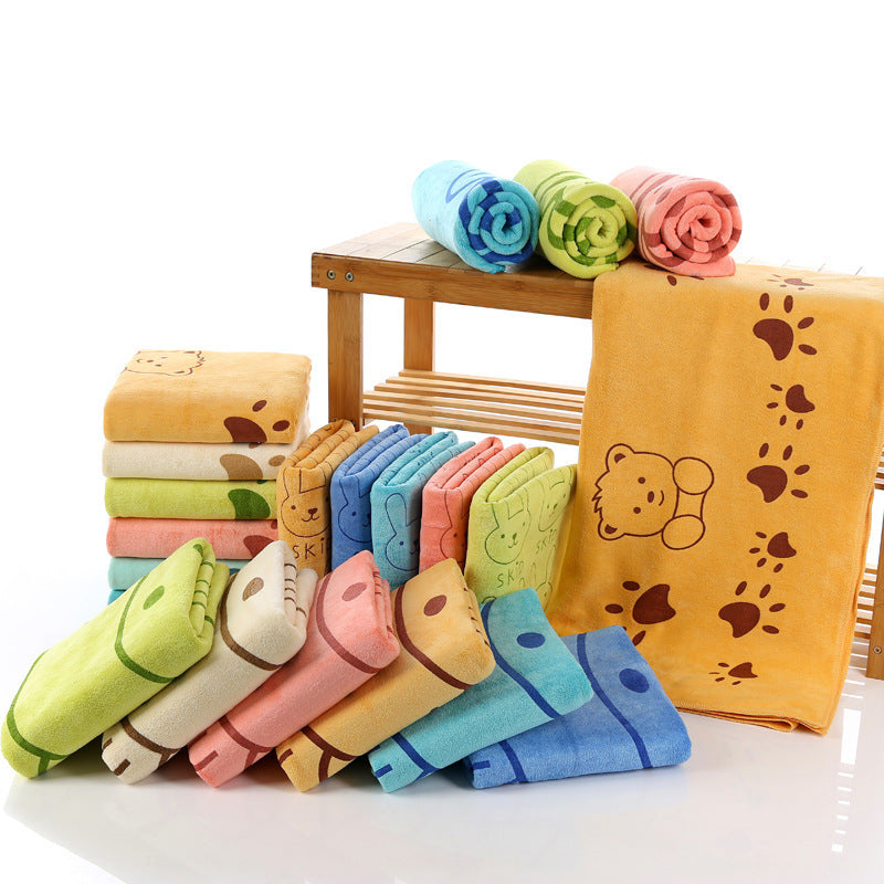 Cartoon Printed Microfiber Bath Towel 70×140cm | Kids & Family | Wholesale