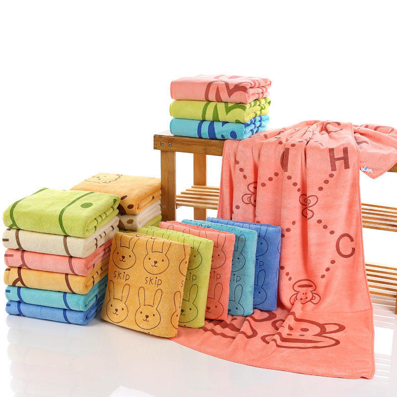 Cartoon Printed Microfiber Bath Towel 70×140cm | Kids & Family | Wholesale