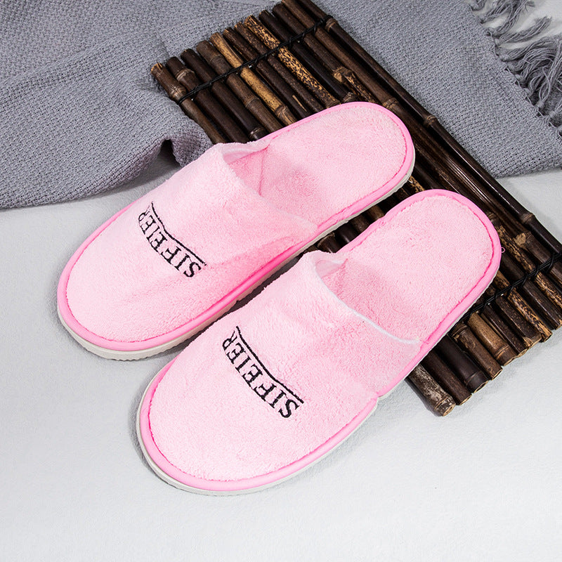 Thick Coral Fleece Disposable Slippers | Non-slip | Hotel, Airbnb & Beauty Salon