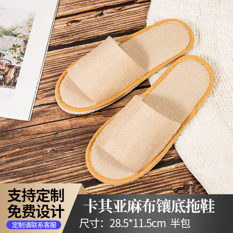 Hotel Disposable Slippers | Cotton Linen, Non-Slip, Custom Logo | Wholesale