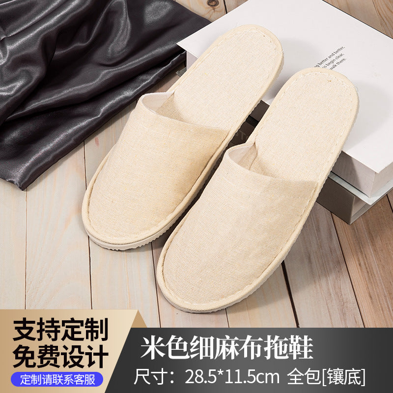 Hotel Disposable Slippers | Cotton Linen, Non-Slip, Custom Logo | Wholesale