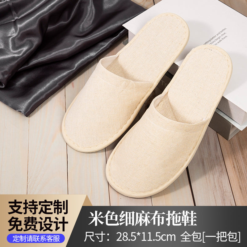 Hotel Disposable Slippers | Cotton Linen, Non-Slip, Custom Logo | Wholesale