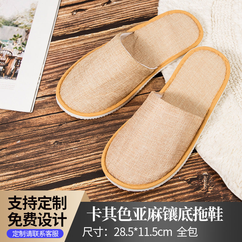 Hotel Disposable Slippers | Cotton Linen, Non-Slip, Custom Logo | Wholesale