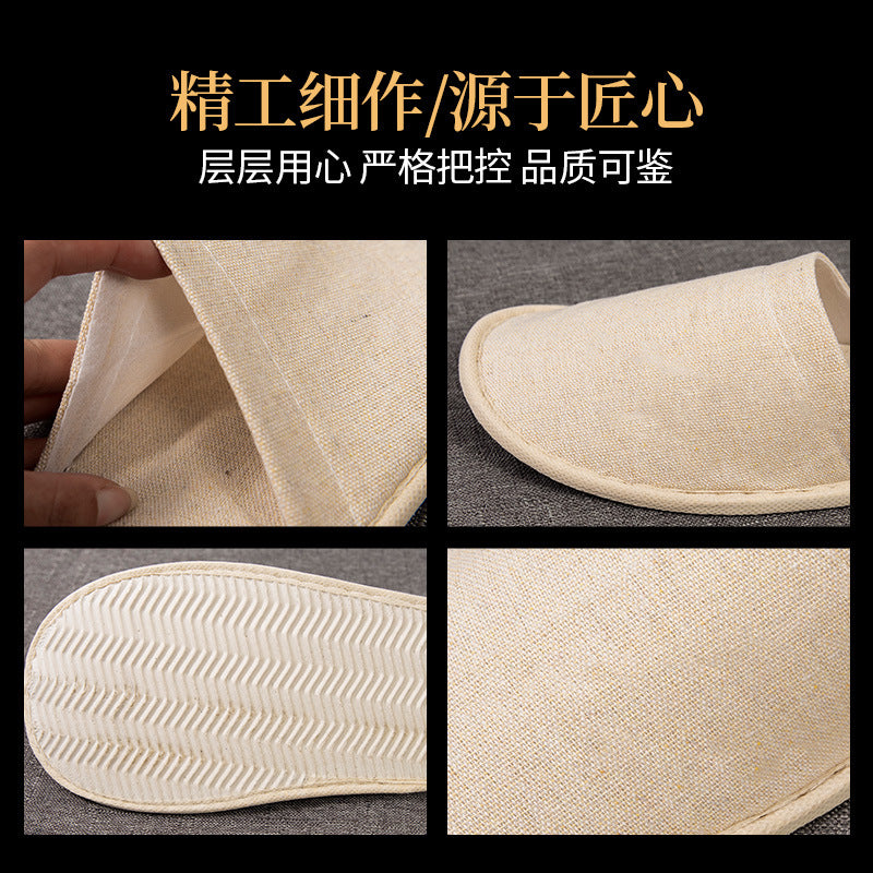 Hotel Disposable Slippers | Cotton Linen, Non-Slip, Custom Logo | Wholesale