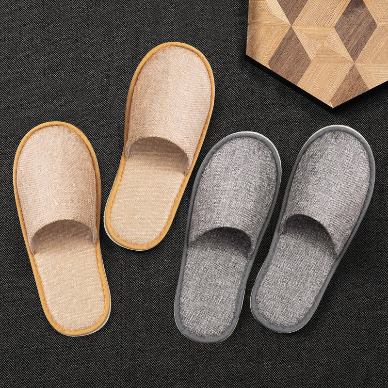 Hotel Disposable Slippers | Cotton Linen, Non-Slip, Custom Logo | Wholesale