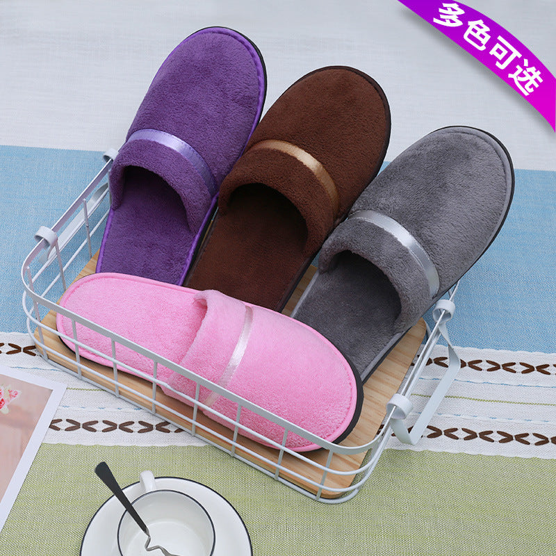 Thick Coral Fleece Disposable Slippers | Non-slip | Hotel, Airbnb & Beauty Salon