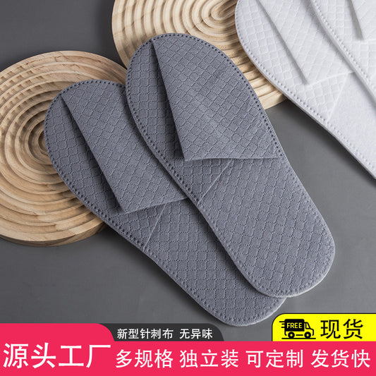 10 Pairs per Pack Disposable Hotel Slippers, Ultrasonic Needle-Punched Non-Woven Slippers, Non-Slip for Hotel & Guest Use